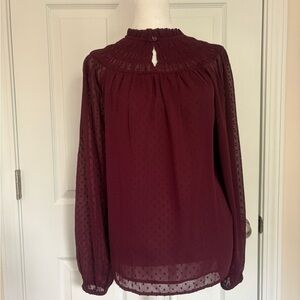Ann Taylor Burgundy Textured Blouse